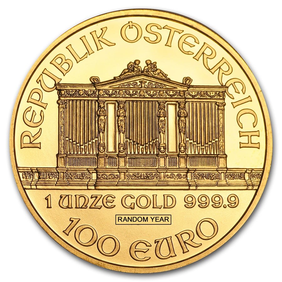 ランダム年 1オンス オーストリア・フィルハーモニー管弦楽団 .9999金貨（状態いろいろ）