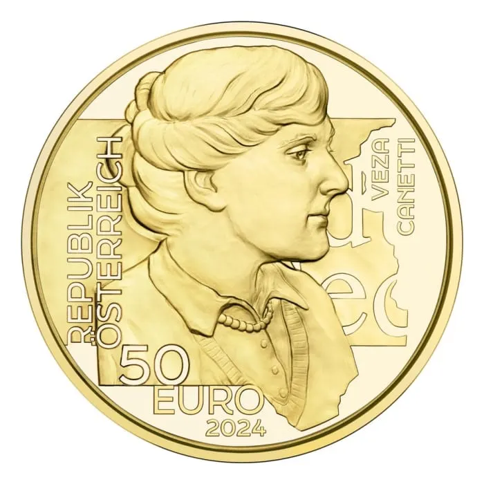 2024 1/4オンス オーストリア アンサング・ヒロインズシリーズ -ヴェーザ・カネッティ.986金プルーフ貨幣