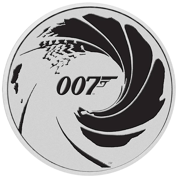2022 1オンス ツバル007ジェームズ・ボンド9999シルバー・ブラックカラーBUコイン