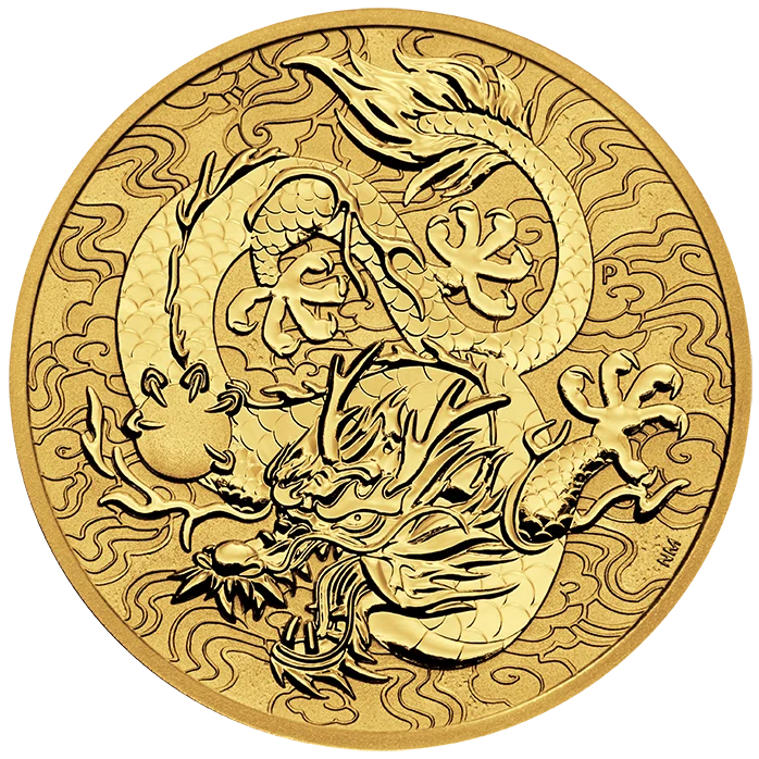 2022 1オンス オーストラリア 中国神話と伝説 – ドラゴン .9999金BUコイン