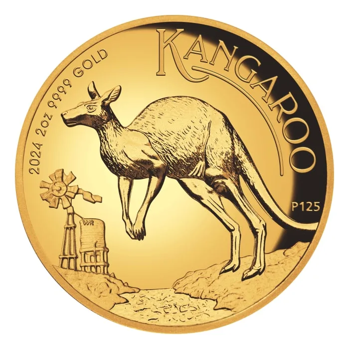2024 2オンス・オーストラリア・カンガルー.9999ゴールド・プルーフ・ハイ・レリーフ硬貨