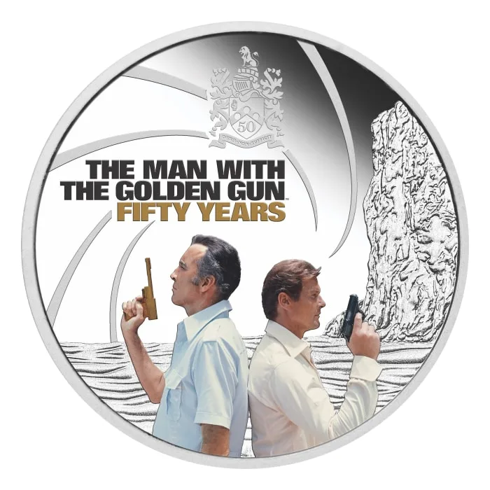 2024 1オンス ツバル・ジェームズ・ボンド「007 黄金銃を持つ男」50周年記念.9999銀プルーフカラー貨幣