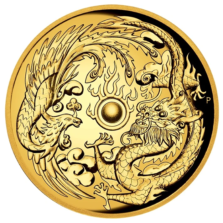 2017年 2オンス オーストラリア ドラゴンとフェニックス .9999金 ハイレリーフ プルーフ貨幣