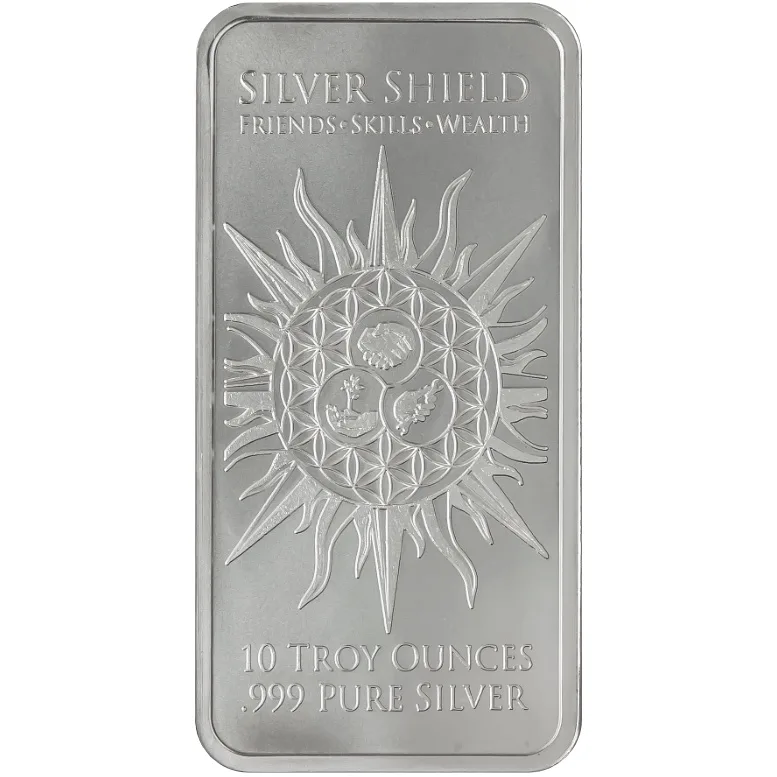 10オンス・シルバー・シールド 嘘のない.999シルバーBUバー