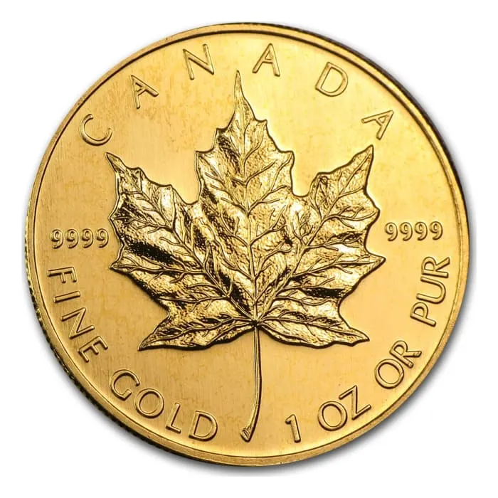 1992年 1オンス カナダ メープルリーフ .9999金貨 BUコイン