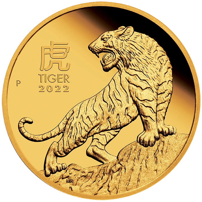 2022 1/4オンス オーストラリア月シリーズIII 虎年.9999金プルーフ貨幣