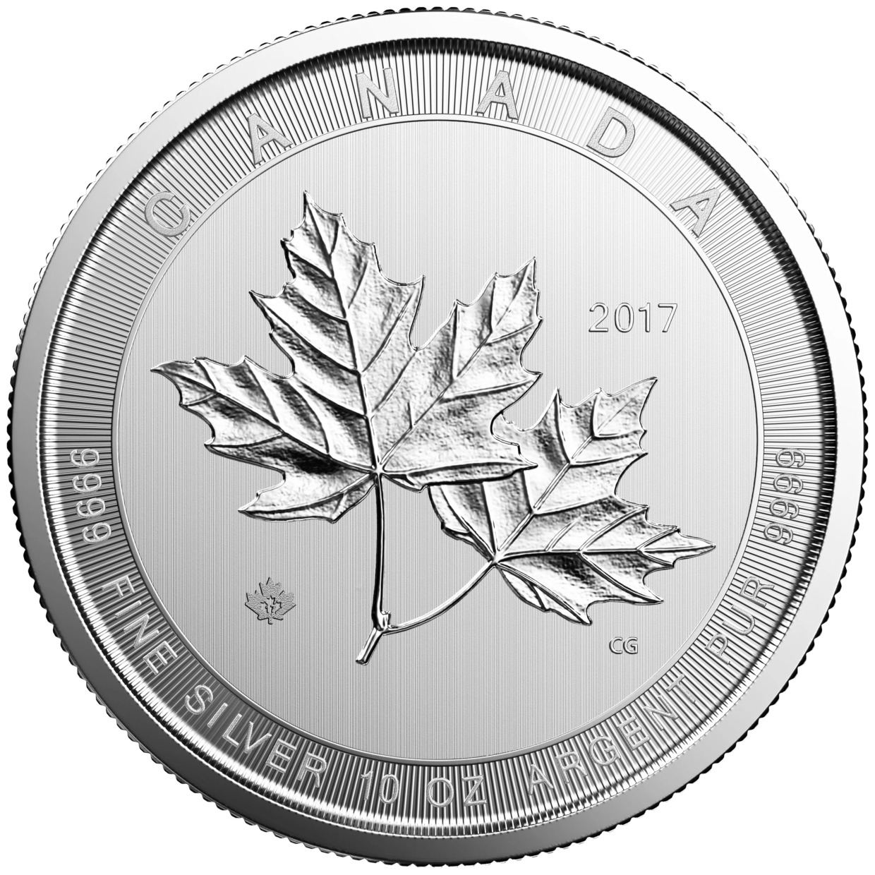 2017年 10オンス カナダ 壮大なメープルリーフ .9999銀貨