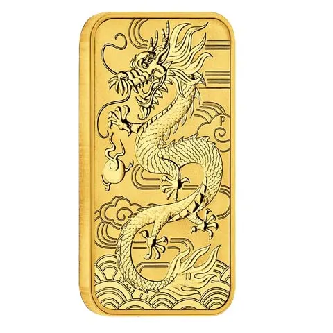 2018年 1オンス オーストラリアドラゴン.9999金長方形コインバー
