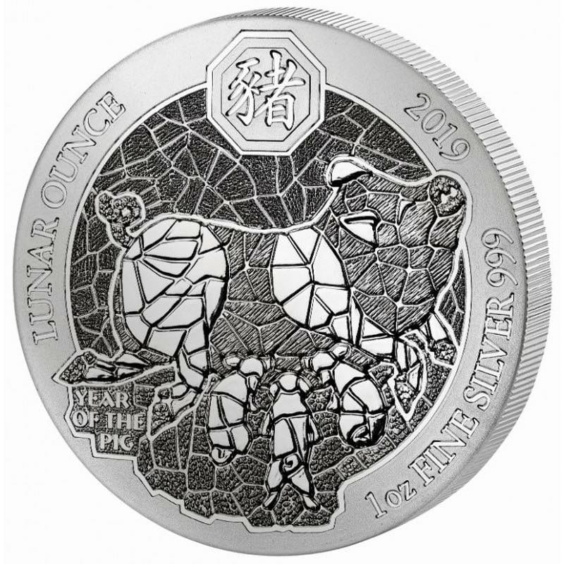 2019年 1オンス ルワンダ ブタ年 0.999銀プルーフ貨幣