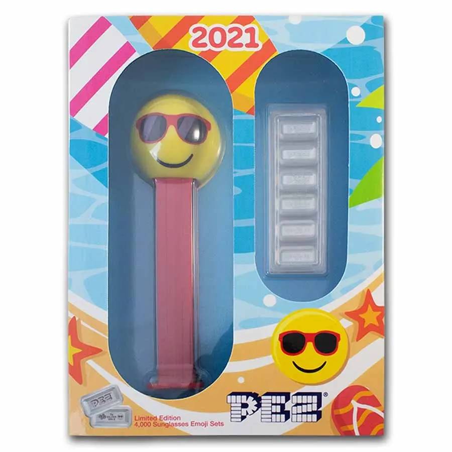 2021 30グラム PAMPスイス・サングラス絵文字PEZディスペンサー・シルバー・ウエハース