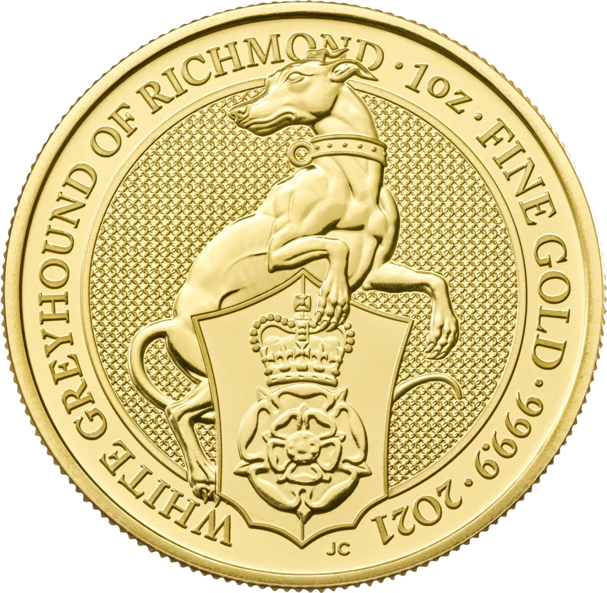 2021年 1オンス 英国女王獣 – リッチモンドの白いグレイハウンド .9999金貨 BU