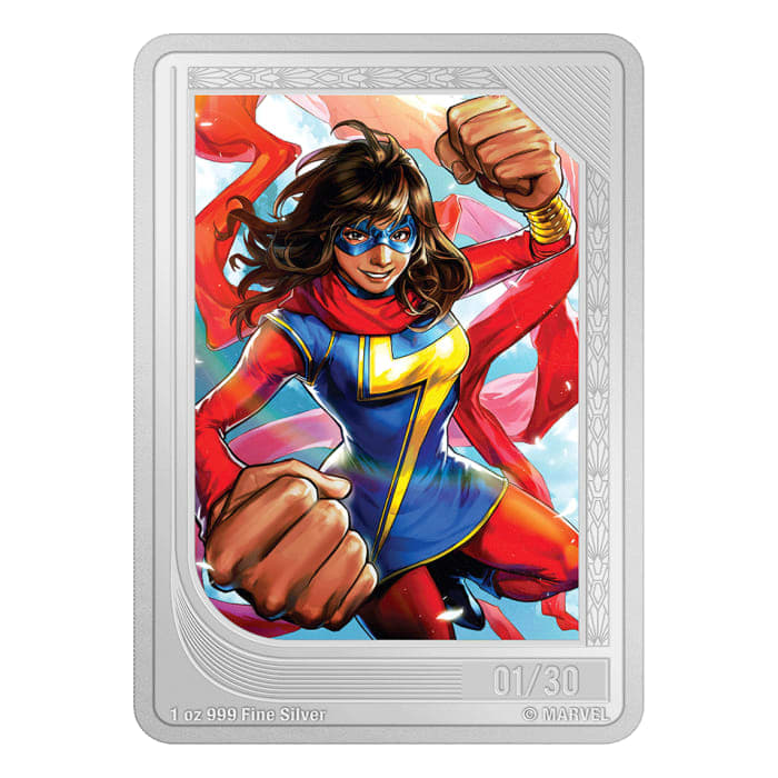 2023 1オンス ニウエ・マーベル・ミント・トレーディング・コイン – Ms.マーベル.999銀カラーコイン