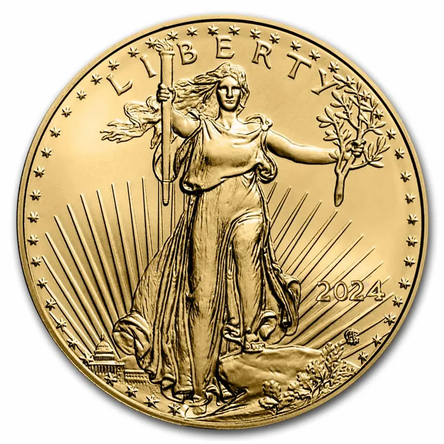 2024年 1/2オンス アメリカ・イーグル .9167金貨 BUコイン