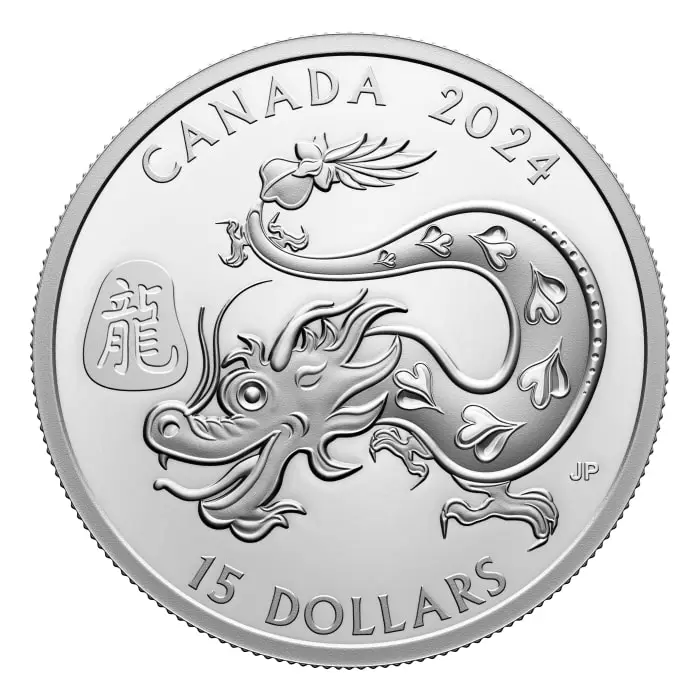 2024年1オンス・カナダ辰年.9999銀貨プルーフ貨幣