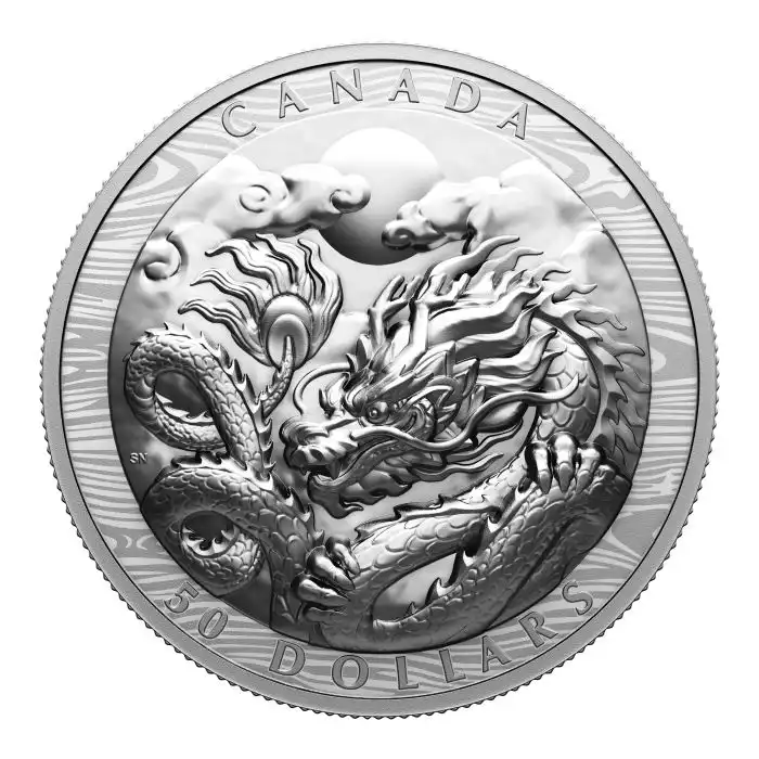 2024 100.74g カナダ辰年.9999銀製特別ハイレリーフプルーフ貨幣