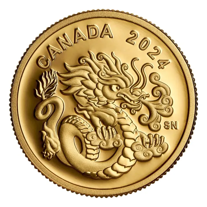 2024 1/20オンス カナダ スピリット・ドラゴン .9999金プルーフ貨幣