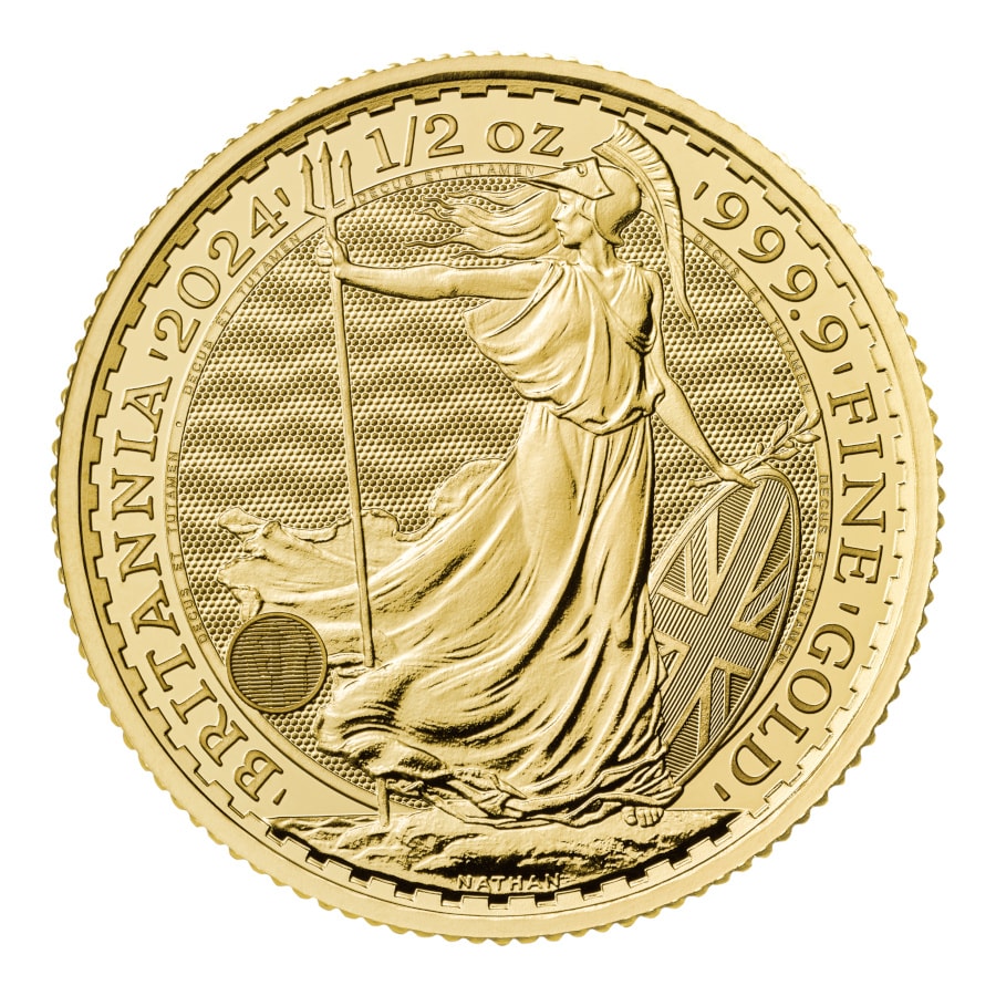 2024年 1/2オンス イギリス ブリタニア .9999金貨 BUコイン