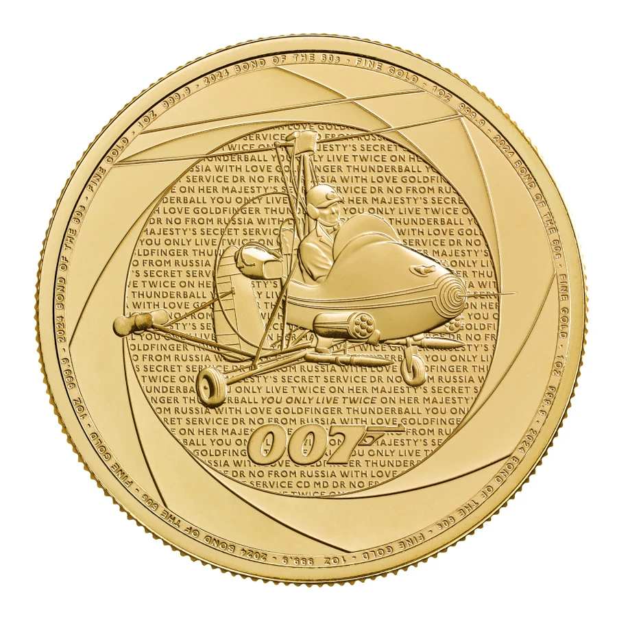 2024年 1オンス英国製60年代ジェームズ・ボンド.9999金BUコイン