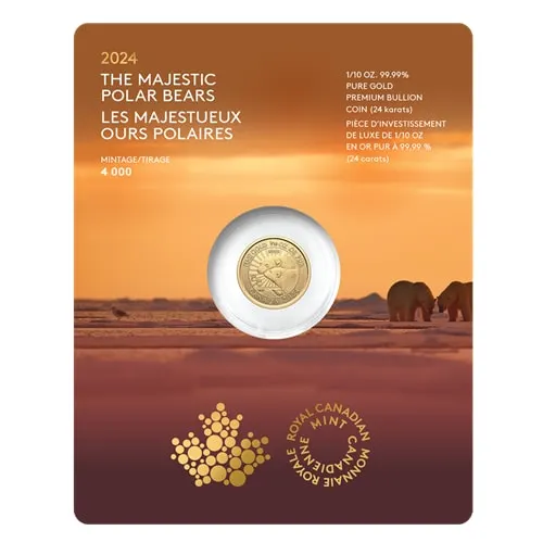 2024 1/10オンス カナダ マジェスティック・ホッキョクグマ .9999金貨 BUコイン（カード入）
