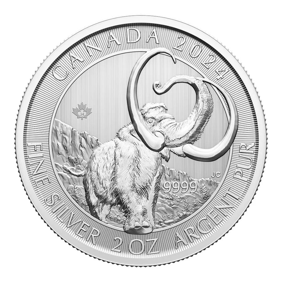 2024年 2オンス カナダ氷河期-ウーリーマンモス.9999銀貨 BUコイン