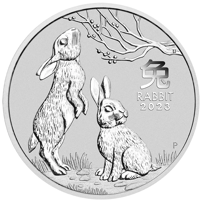 2023年 1/2オンス オーストラリア月シリーズIII ウサギ年 .9999銀貨 BUコイン