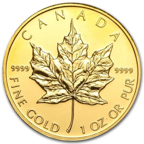 ランダム年 1オンス カナダ メープルリーフ .9999金貨