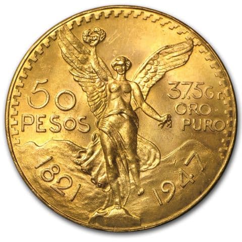 ランダム年 1.2057オンス メキシコ50ペソ AGW .900金貨