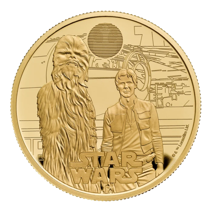 2024 1オンス イギリス スター・ウォーズ – ハン・ソロとチューバッカ .9999金プルーフ貨幣