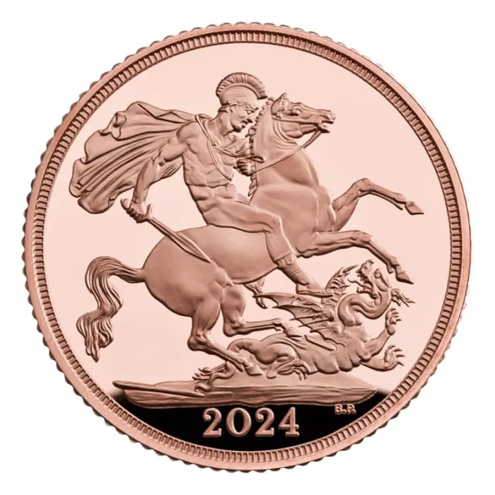 2024 3.99gグレート・ブリテン・ザ・ハーフ・ソブリン.9167金プルーフ貨幣