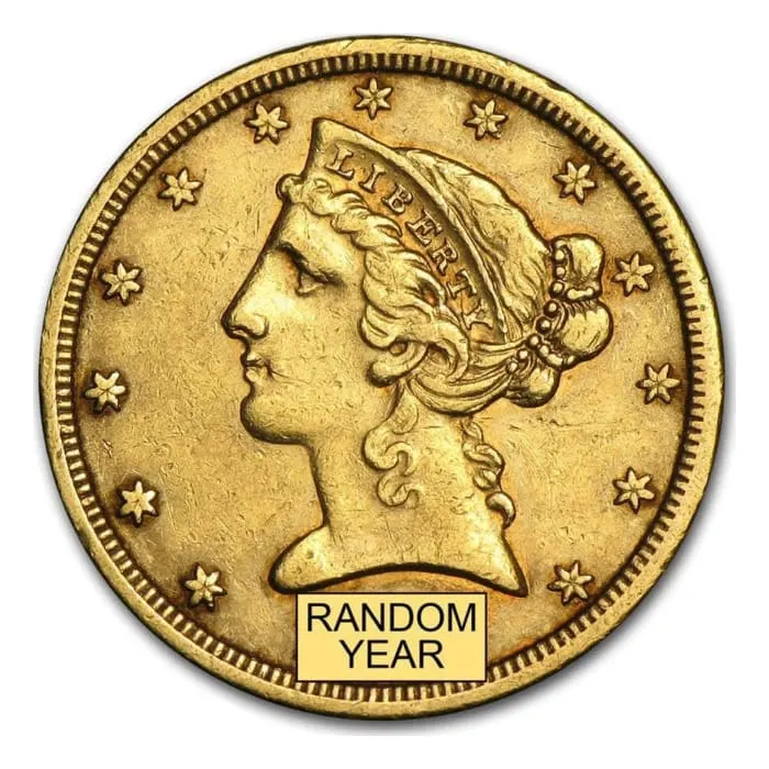 ランダム年 0.2419オンス アメリカ・リバティ・ハーフイーグル・0.900金貨