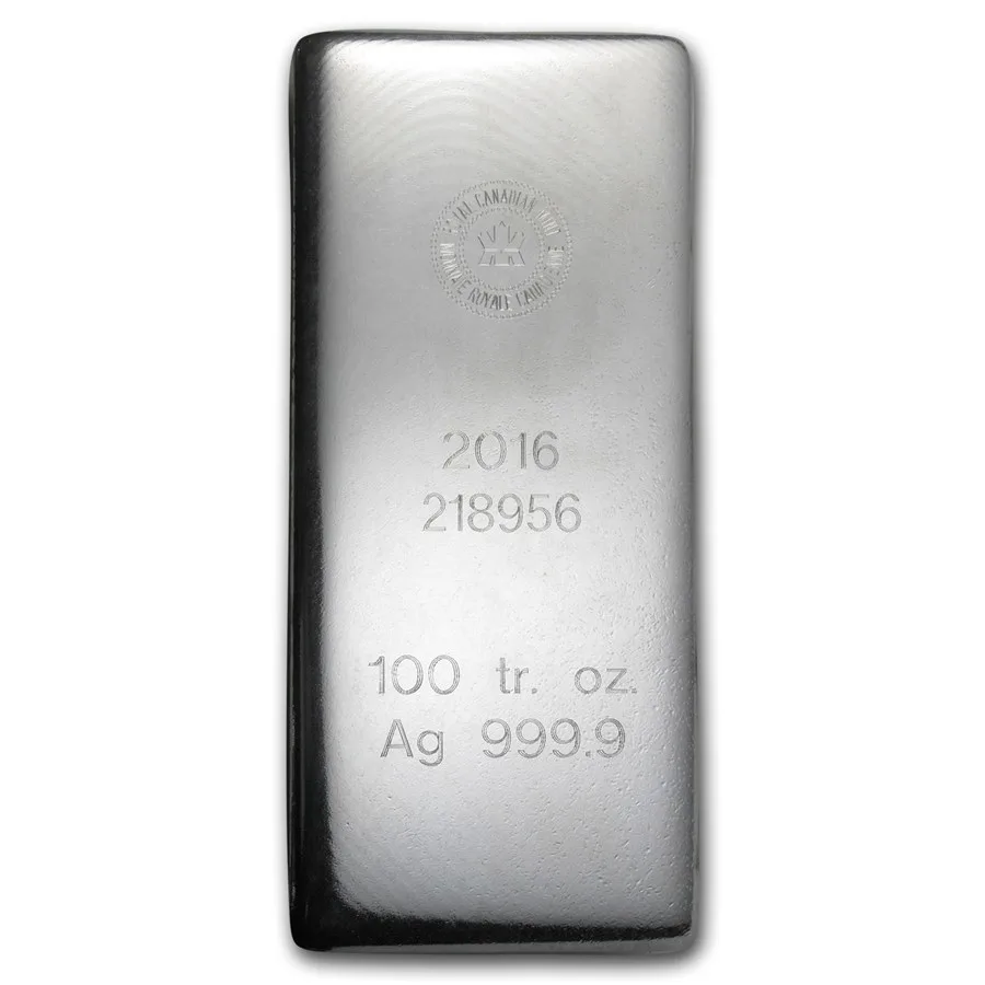 100oz Royal Canadian Mint .9999 Fine Silver Bar (Distributed)
