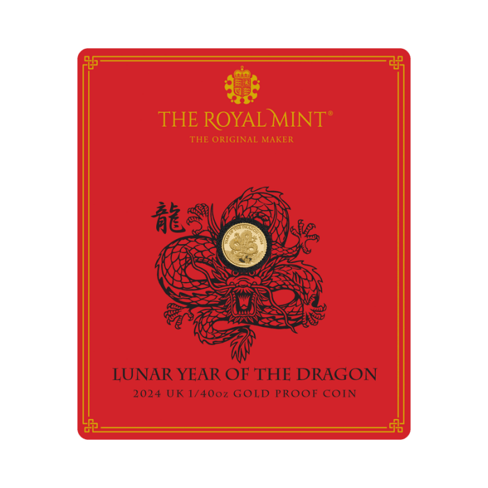 2024 1/40oz 英国旧暦辰年シリーズ .9999金プルーフ貨幣