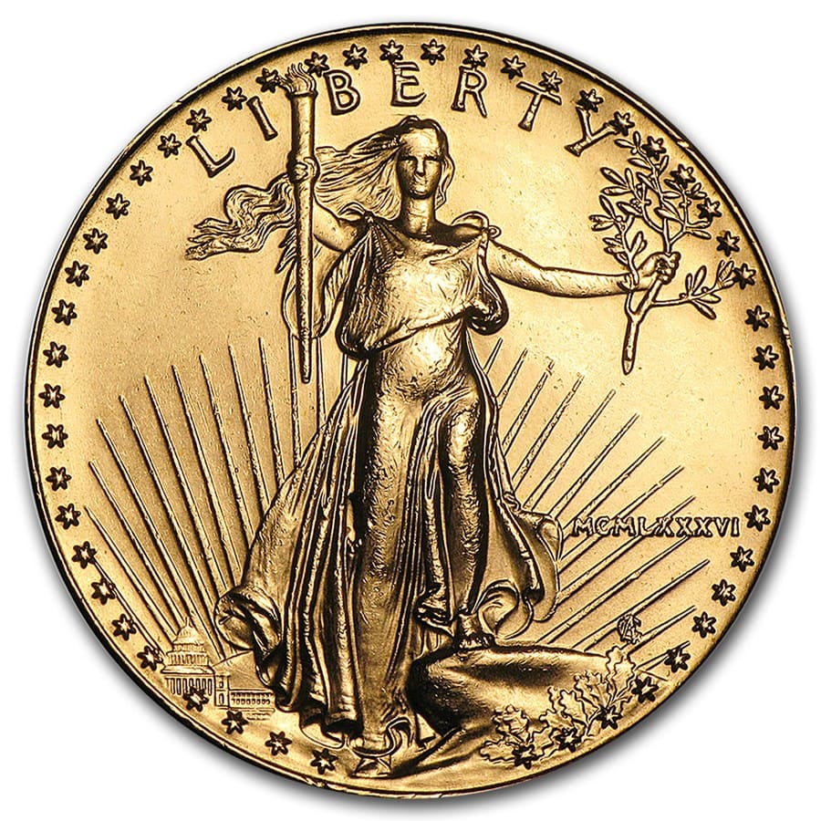 1986年 1オンス アメリカ・イーグル.9167金貨（MCMLXXXVI） – 発行初年！