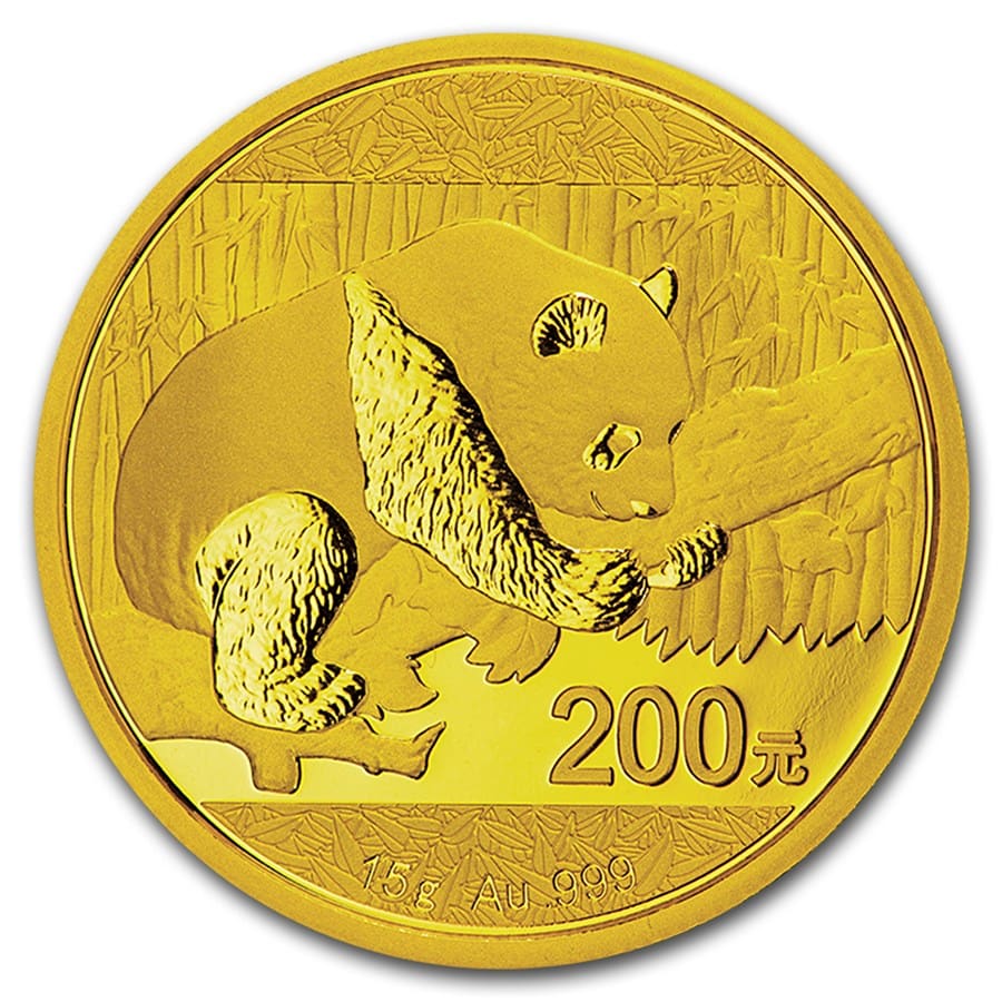 2016年 15グラム チャイナ・パンダ .999金貨 BU