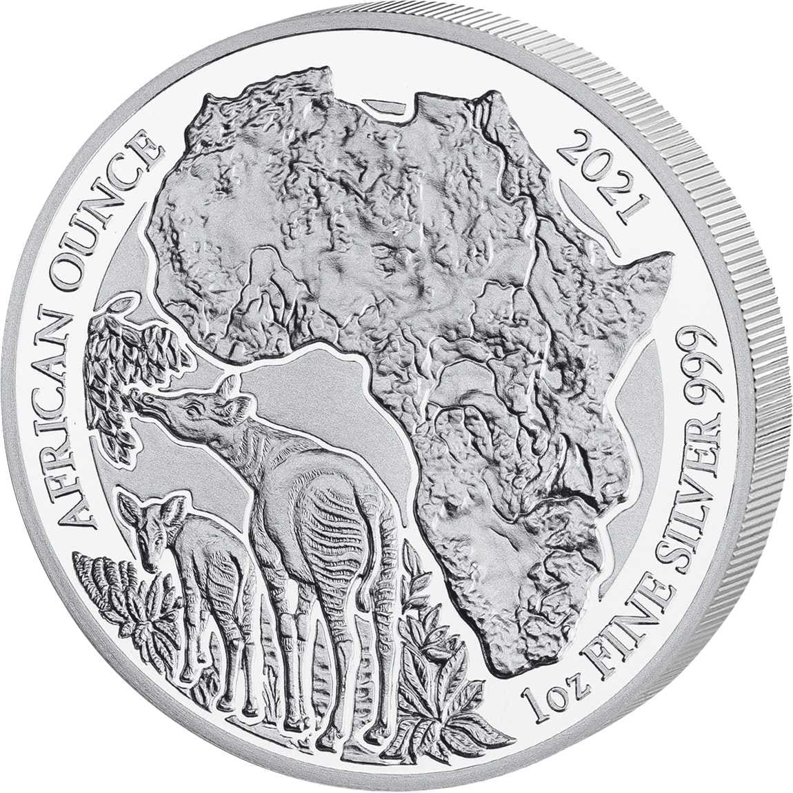 2021 ルワンダ 1オンス オカピ .999銀貨プルーフ貨幣