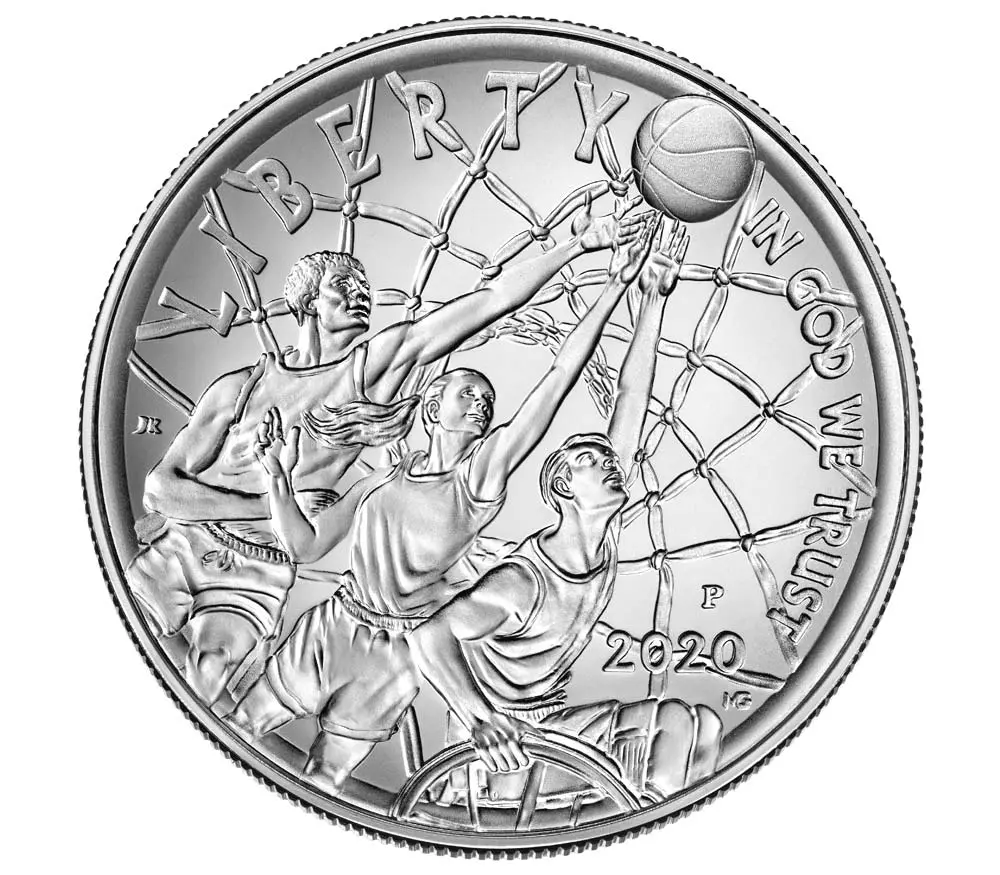 2020年 26.73グラム アメリカ合衆国バスケットボール殿堂.999銀貨 BU