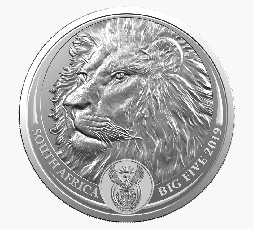 2019年 1オンス 南アフリカ ビッグファイブライオン .999銀貨 BU