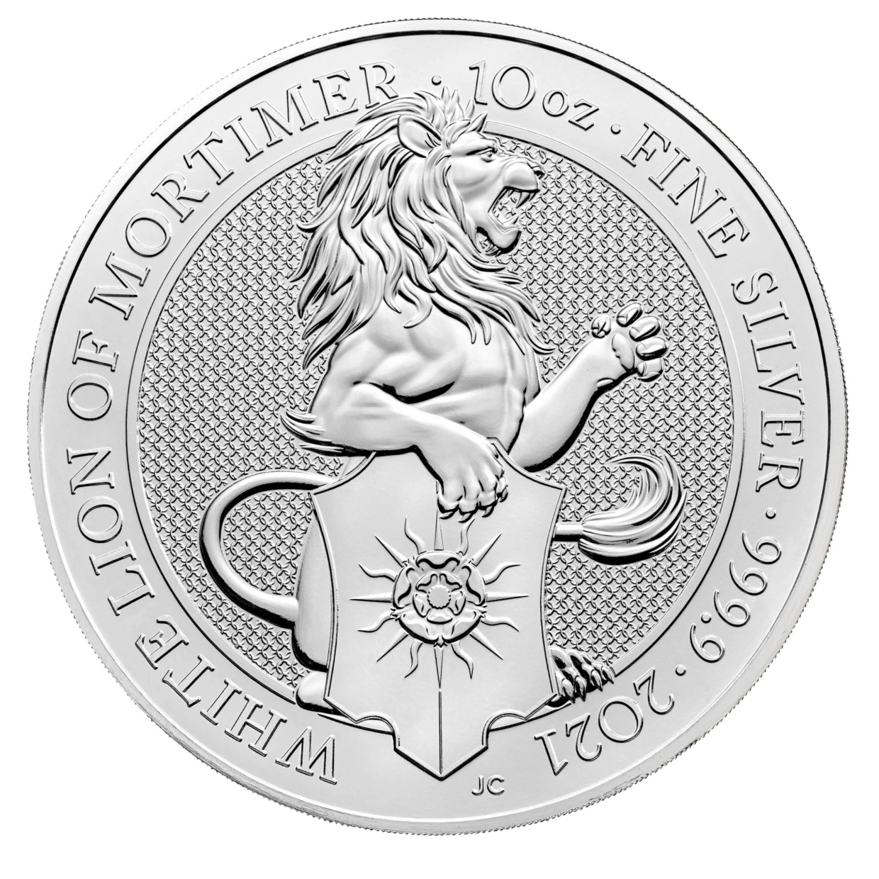2021年 10オンス グレートブリテン 女王の獣 モーティマーの白獅子 .9999銀貨(スカーチ)
