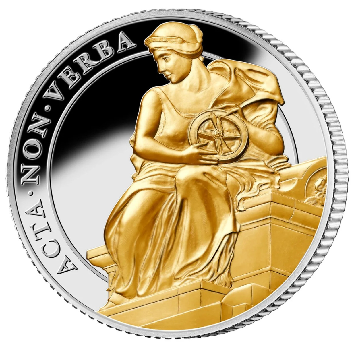 2022年 1オンス セントヘレナ女王の美徳 – 不変 .999銀製金メッキプルーフ貨幣