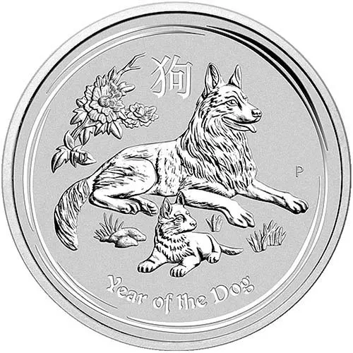2018 1キロ オーストラリア月シリーズII – 戌年 .9999銀貨 BU