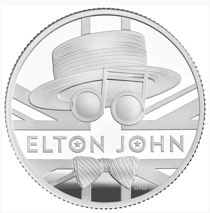 2020年 1/2オンス 英国音楽伝説 エルトン・ジョン .999銀貨プルーフ貨幣