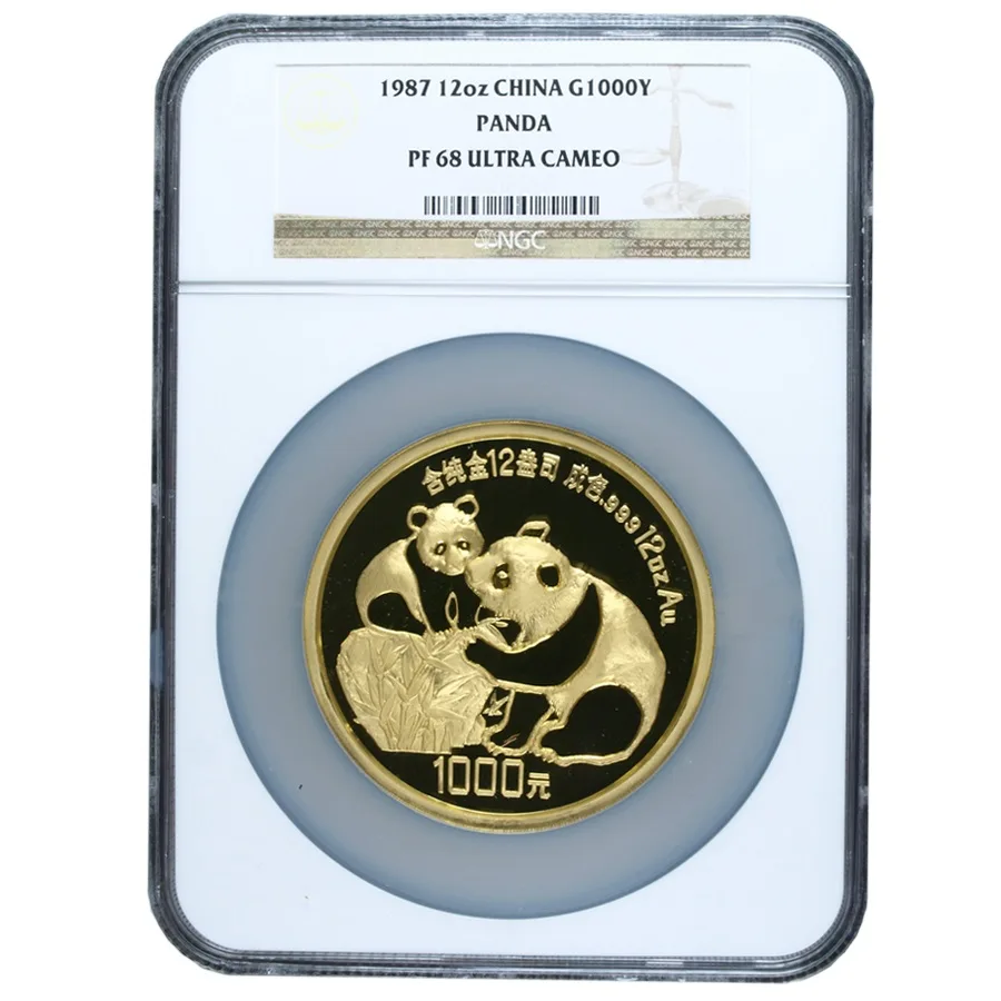 1987年 12オンス 中国 パンダ .999金プルーフ貨幣 （NGC PF68）