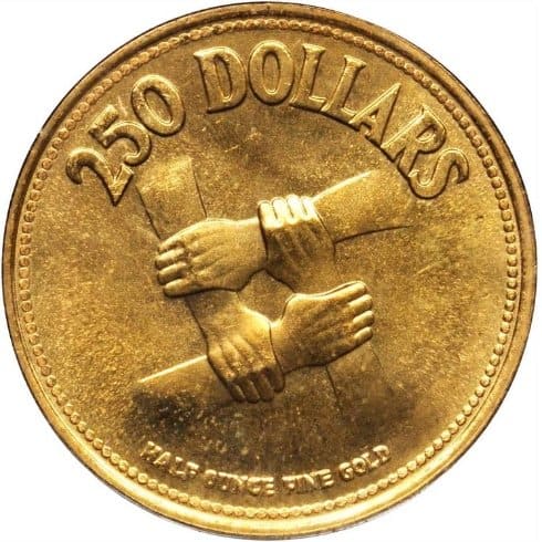 1975年 17.3グラム シンガポール造幣局独立10周年記念.900金貨