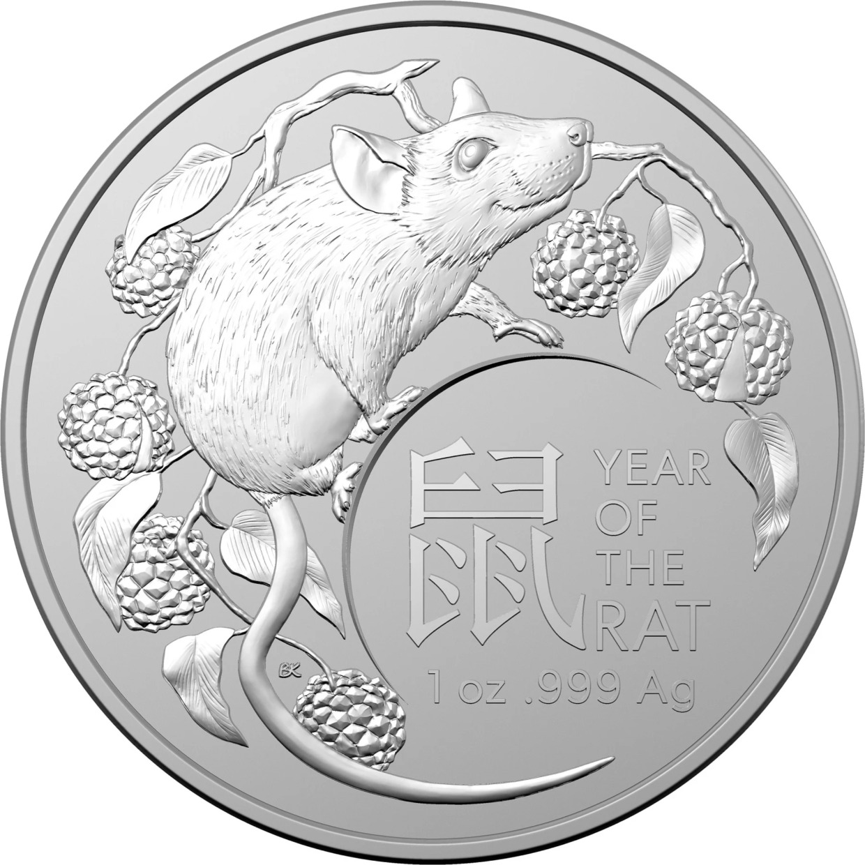 2020年 1オンス オーストラリア月シリーズ ねずみ年 .999銀貨 BU
