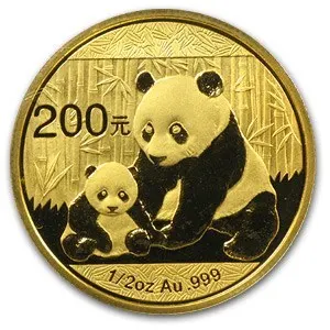 2012年1/2オンス中国.999パンダ金貨