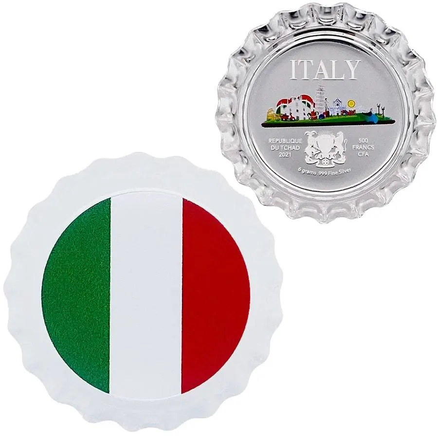 2022 6グラム チャド・ランドマーク – イタリア ボトルキャップ .999銀貨プルーフ貨幣