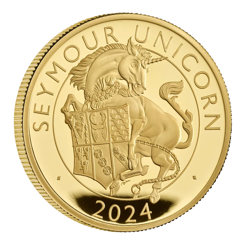 2024 1オンス 英国王室チューダー朝の獣 – シーモア一角獣 .9999金プルーフ貨幣