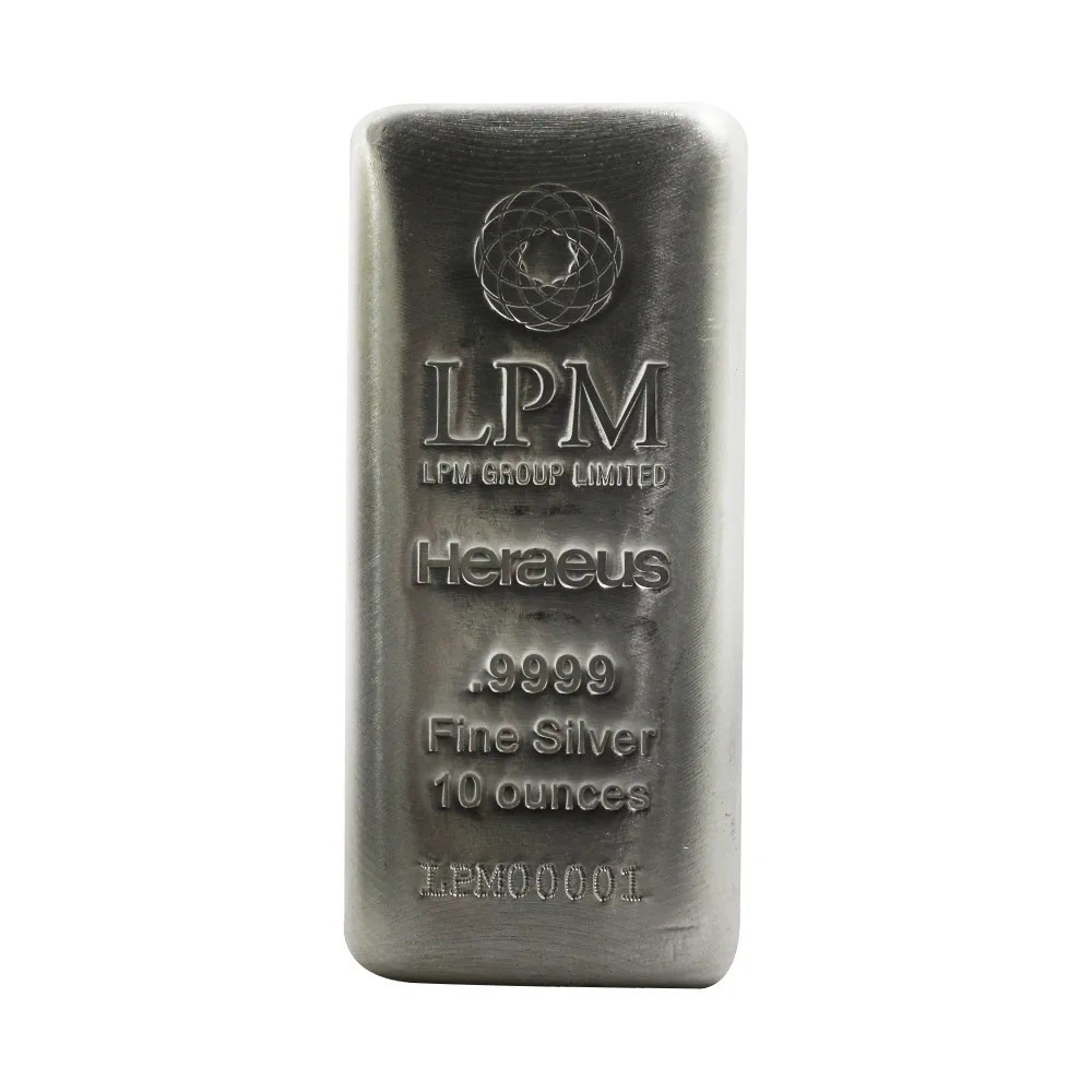 10オンス LPM .9999 シルバーバー（ヘレウスブランド）