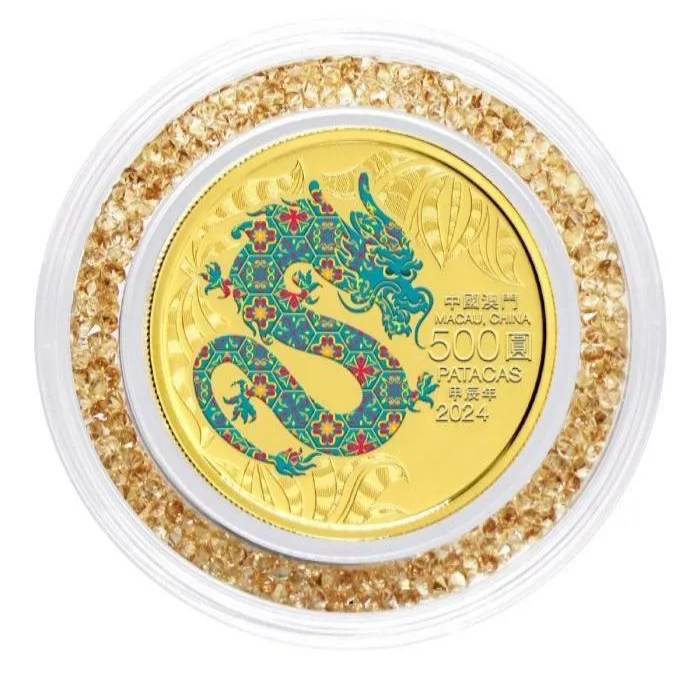 2024 1/2オンス マカオ月龍.9999金プルーフ貨幣