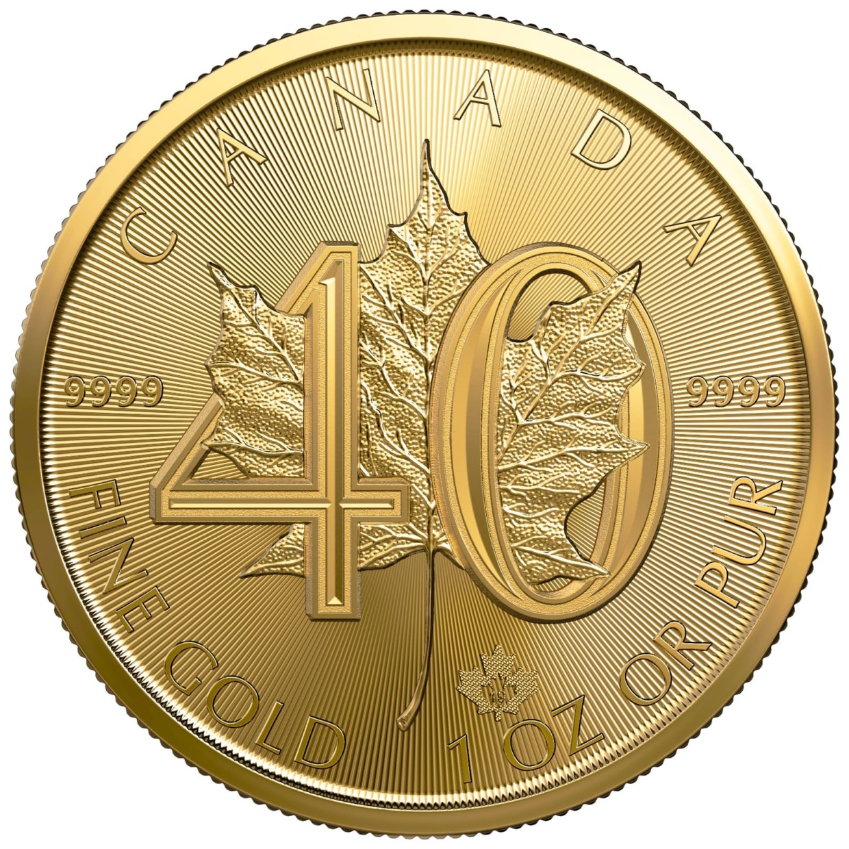 2019年 1オンス カナダ メイプルリーフ金貨40周年 0.9999金貨